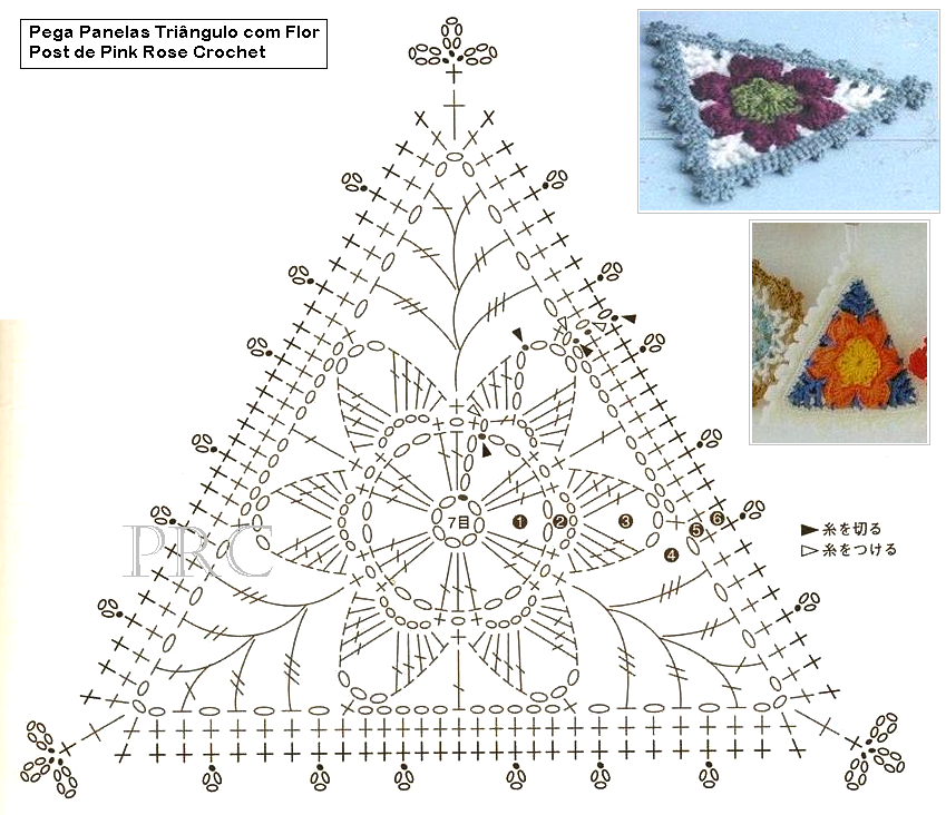 ажурный треугольник крючком схема